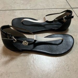 Black and White Michael Kors Flat thong sandals 9